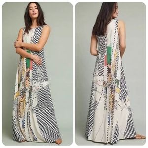 Anthropologie Drama Maxi Dress by Geisha Designs Abstract Print